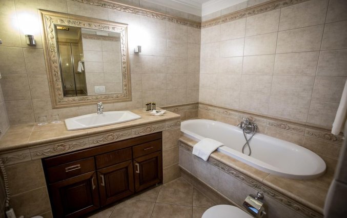 Badkamer van een tweepersoonskamer van Hotel Queen's Court in Budapest