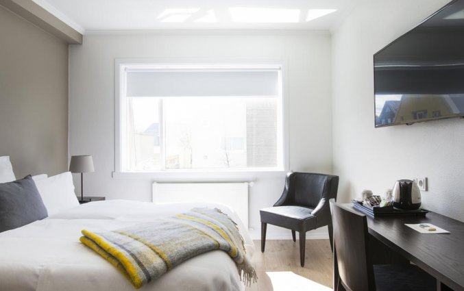 Tweepersoonskamer van Hotel Odinsve in Reykjavik op IJsland