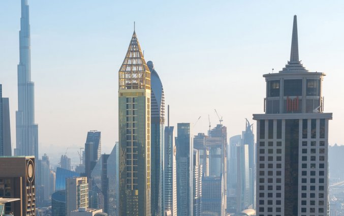 Buitenkant van hotel Gevora in Dubai