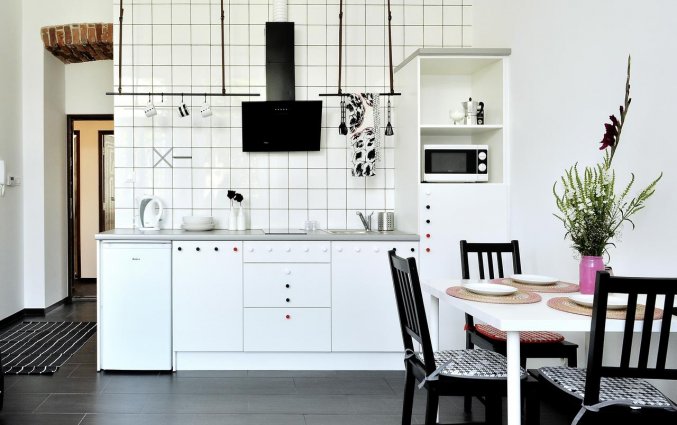 Keuken van een appartement van appartementen Happy Tower Krakow in Krakau