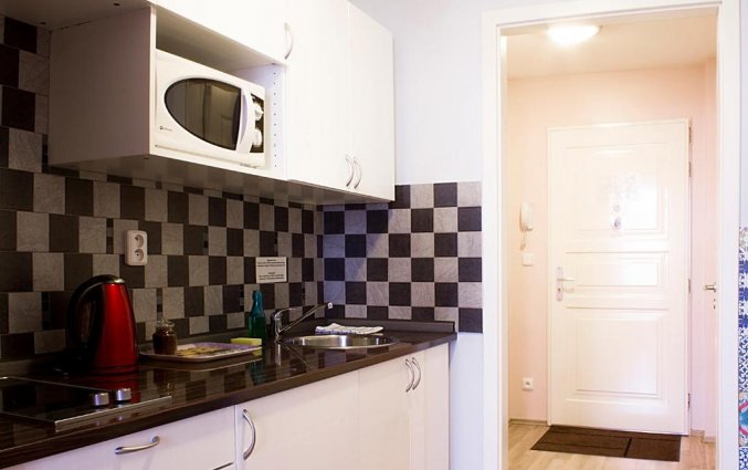 Keuken van Appartementen Royal Court Legerova in Praag
