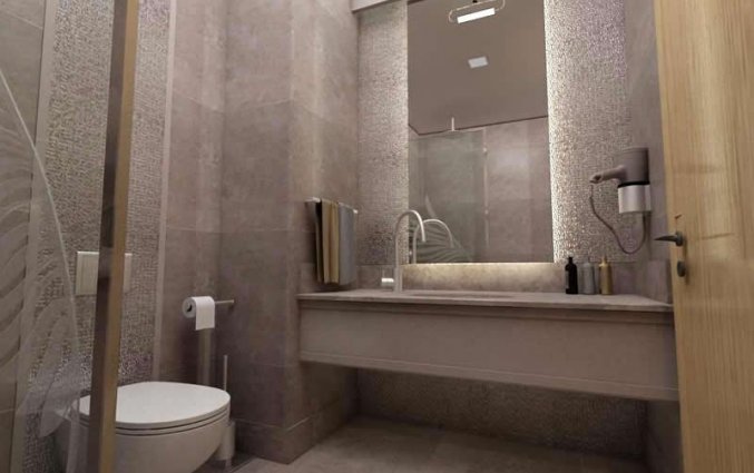 Badkamer van een tweepersoonskamer van Hotel Palm World in Side