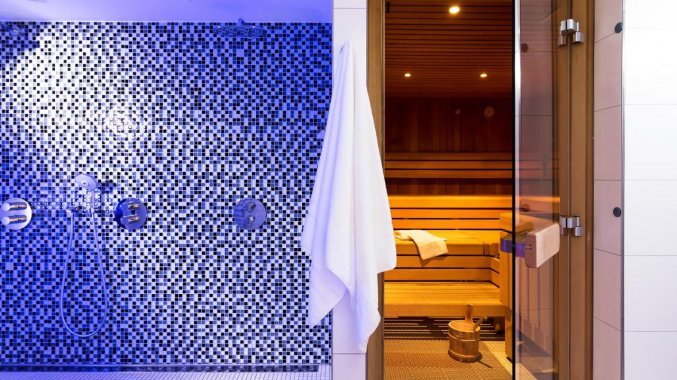 Sauna bij de fitnessruimte van hotel Dorint-City in Salzburg