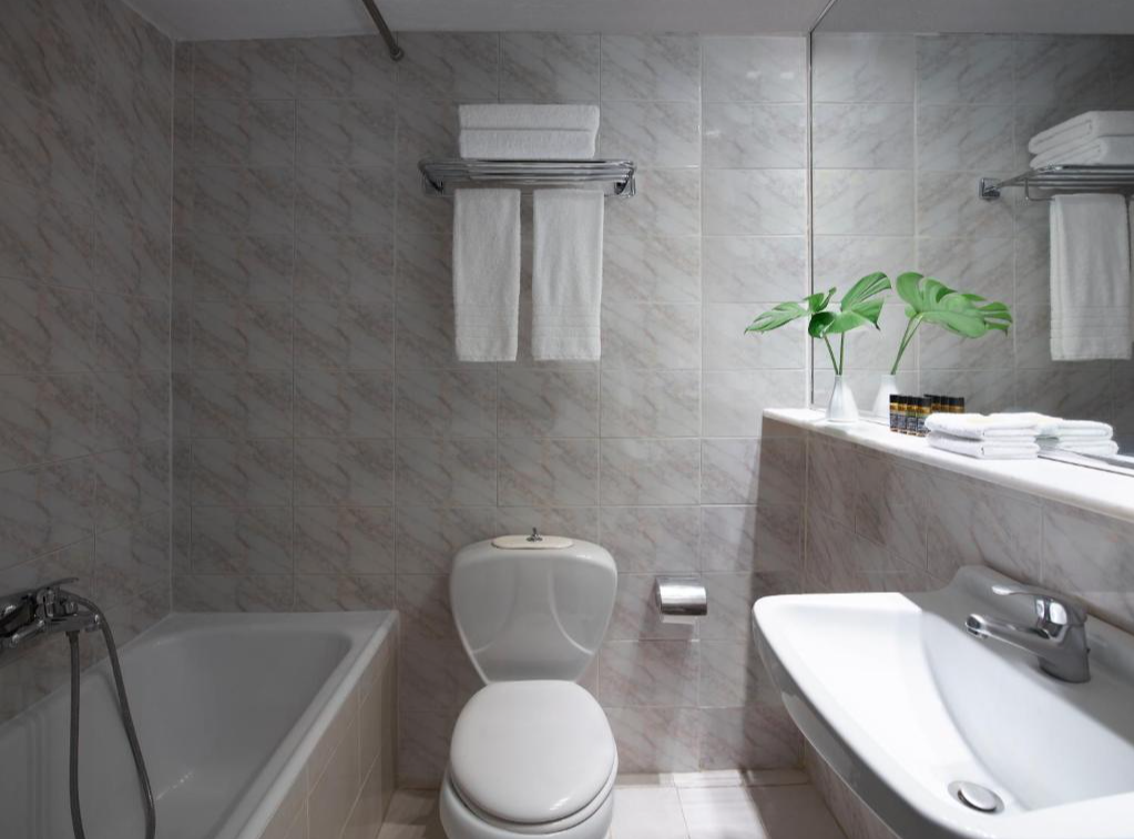 Badkamer in een kamer van Hotel Titania in Athene