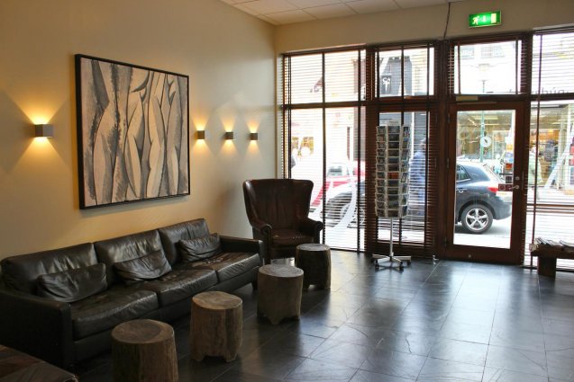 Lobby van Hotel Fron in IJsland