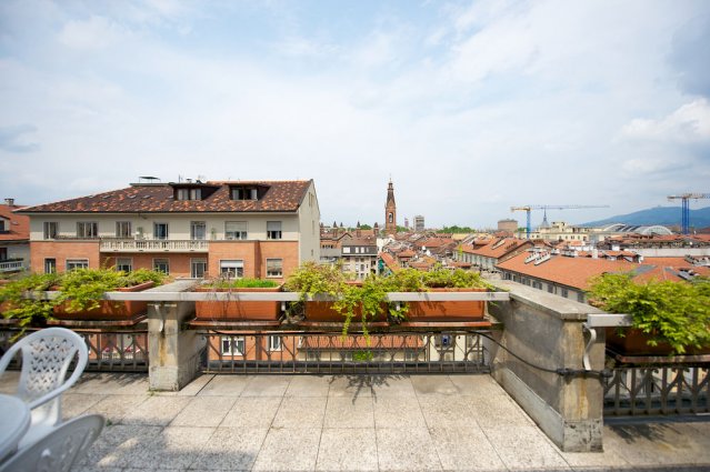 Terras met uitzicht van Hotel Best Western Luxor in Turijn